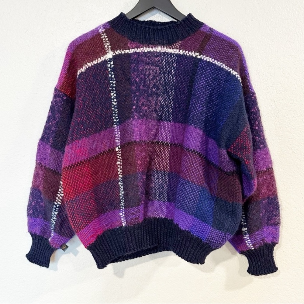 Vintage Bernic Kaeo NZ Hand Woven Sweater Plaid Mohair Wool Estimated Size S/M